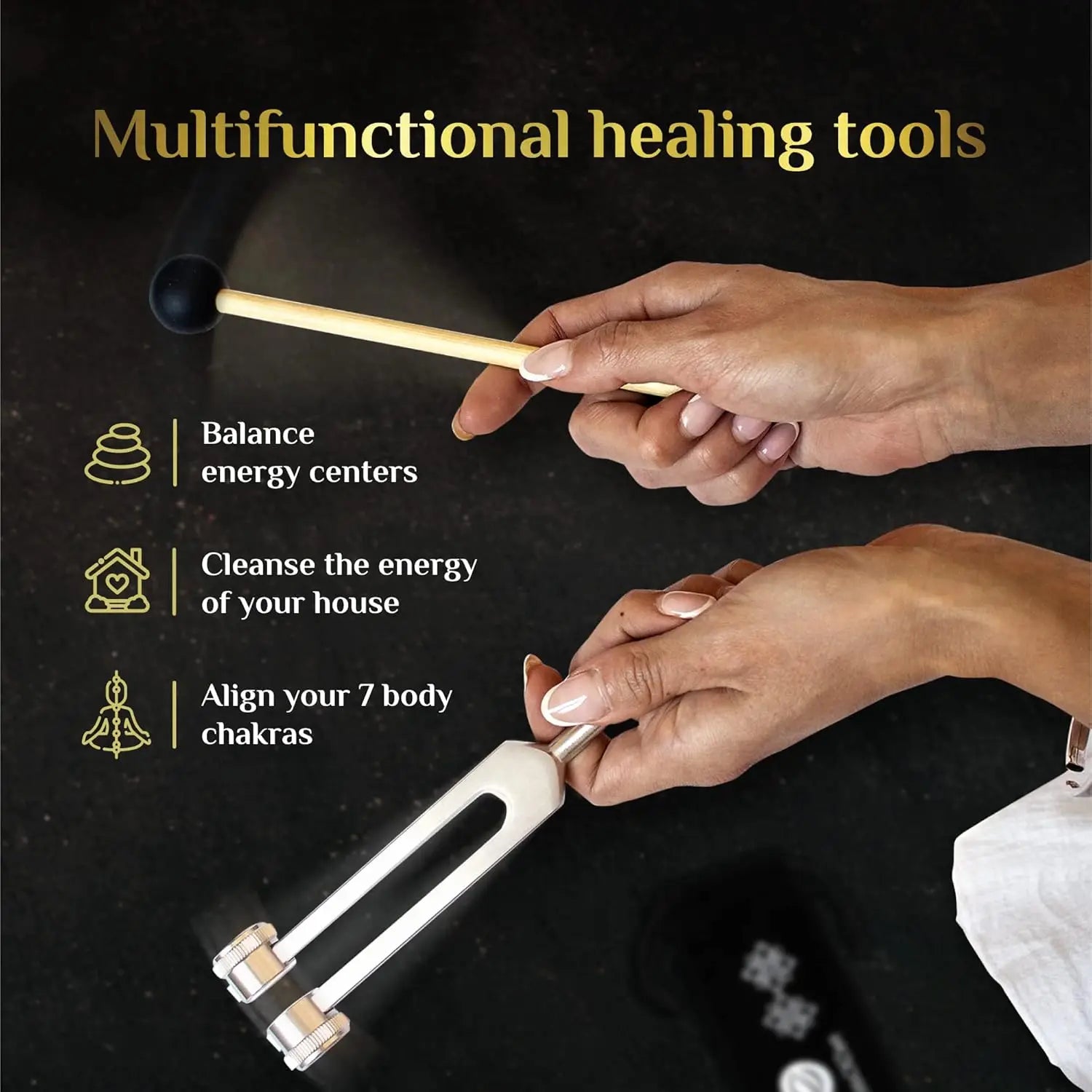 128/256/512Hz Tuning Fork Set Weighted Bio-Acoustic Tuning Fork for Healing Chakra,Sound Therapy Reliever Stress System Testing