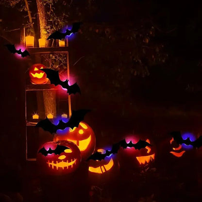 3D Bat Design LED Decoration, 12Pcs/Set Bat Shaped Wall Sticker, LED Lighted, Decorative Light for Home Party Festival, Halloween Decoration, Home Decor Ornament