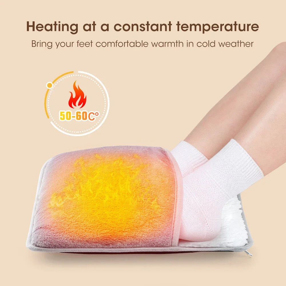 USB Charging Soft Plush Washable Foot Warmer Heater Improve Sleeping Household Foot Warming Mat Winter Electric Foot Heating Pad